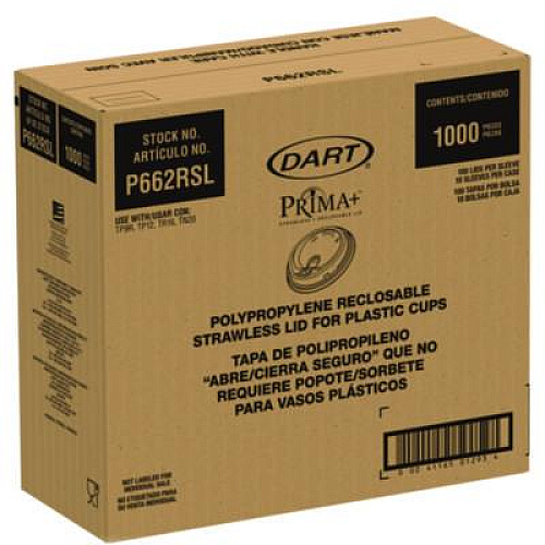 Dart Prima Strawless Plastic Lids, Fits 9 oz to 20 oz Cold Cups, Clear, 1,000/Carton (P662RSL)