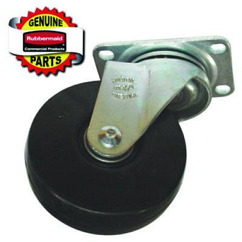Rubbermaid Commercial 4" Caster for the 3/4" Std Duty Tilt Truck, Rigid Mount Plate, 4" Wheel, Black/Gray (1013L2)