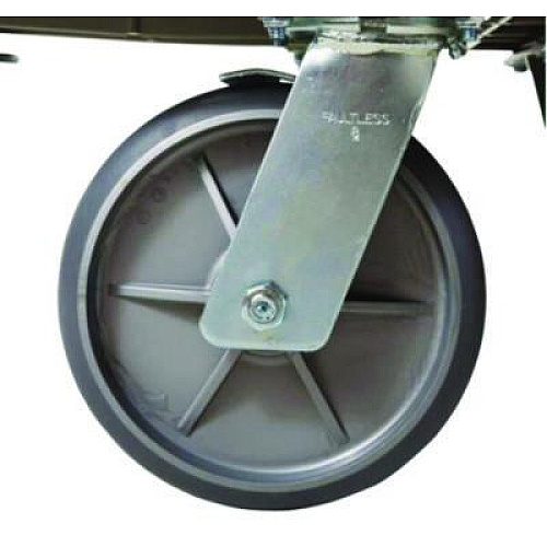 Rubbermaid Commercial 8" Swivel Caster with Brake for Housekeeping Cart, Mount Plate Stem, 8" Wheel, B/Silver, Set (FG6189L50000)