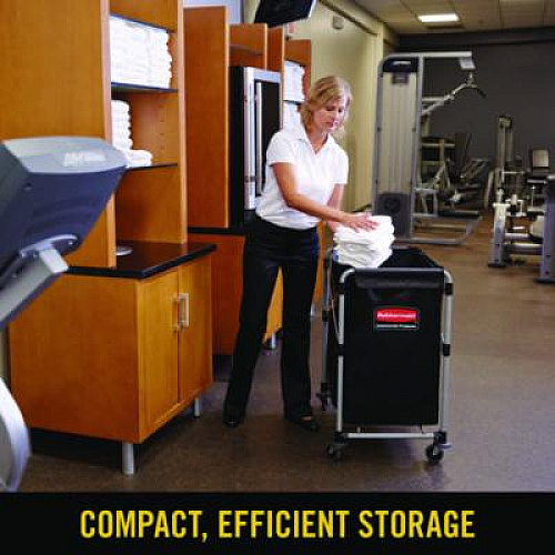 Rubbermaid Commercial One-Compartment Collapsible X-Cart, Synthetic Fabric, 4.98 cu ft Bin, 20.33" x 24.1" x 34", Black/Silver (1881749)