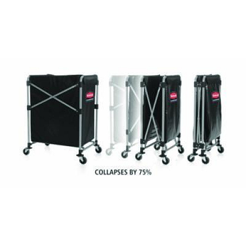 Rubbermaid Commercial One-Compartment Collapsible X-Cart, Synthetic Fabric, 4.98 cu ft Bin, 20.33" x 24.1" x 34", Black/Silver (1881749)