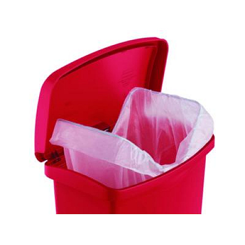 Rubbermaid Commercial Streamline Resin Step-On Container, Front Step Style, 13 gal, Polyethylene, Red (1883566)