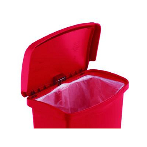 Rubbermaid Commercial Streamline Resin Step-On Container, Front Step Style, 18 gal, Polyethylene, Red (1883568)