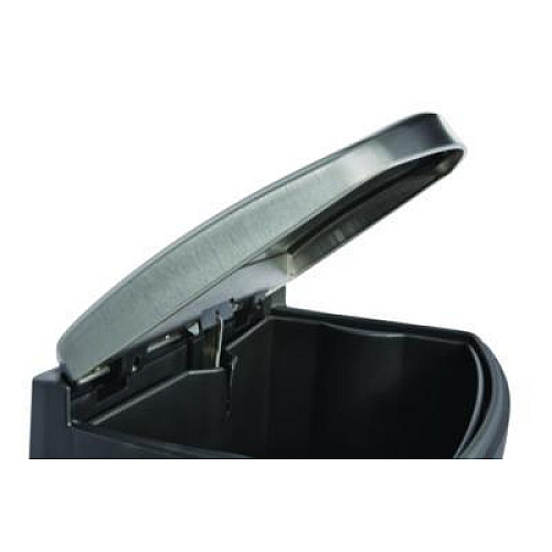 Rubbermaid Commercial Slim Jim Stainless Steel Step-On Container, Front Step Style, 24 gal, Stainless Steel, Black (1901999)