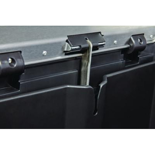 Rubbermaid Commercial Slim Jim Stainless Steel Step-On Container, Front Step Style, 24 gal, Stainless Steel, Black (1901999)