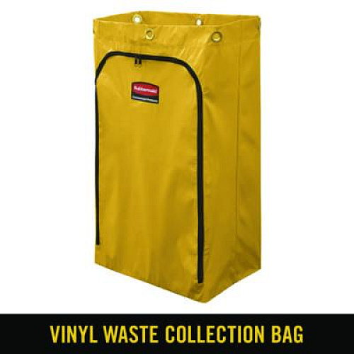 Zippered Vinyl Cleaning Cart Bag for Rubbermaid Commercial 6173-88, 24 gal, 17.25" x 10.5" x 30.5", Yellow (1966719)