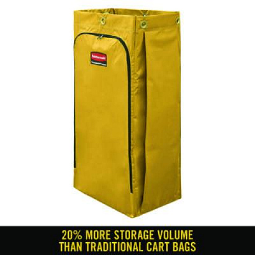 Vinyl Cleaning Cart Bag for Rubbermaid Commercial 9T76, 9T77 and 9T78, 34 gal, 17.5" x 10.5" x 33", Yellow (1966881)