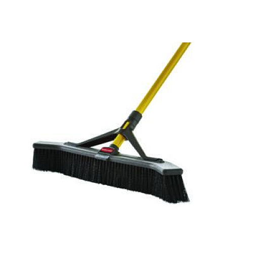 Rubbermaid Commercial Maximizer Push-to-Center Broom, Poly Bristles, 36 x 58.13, Steel Handle, Yellow/Black (2018728)