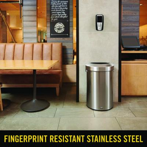 Rubbermaid Commercial Refine Series Waste Receptacle, 21 gal, Plastic/Stainless Steel (2147582)