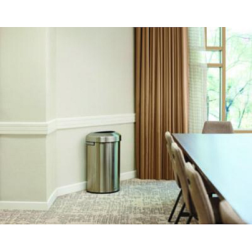 Rubbermaid Commercial Refine Series Waste Receptacle, 21 gal, Plastic/Stainless Steel (2147582)