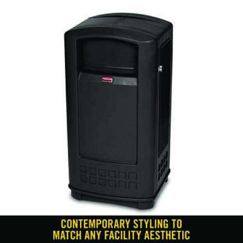Rubbermaid Commercial Plaza Jr. Container, 35 gal, Plastic, Black (9P90BLA)