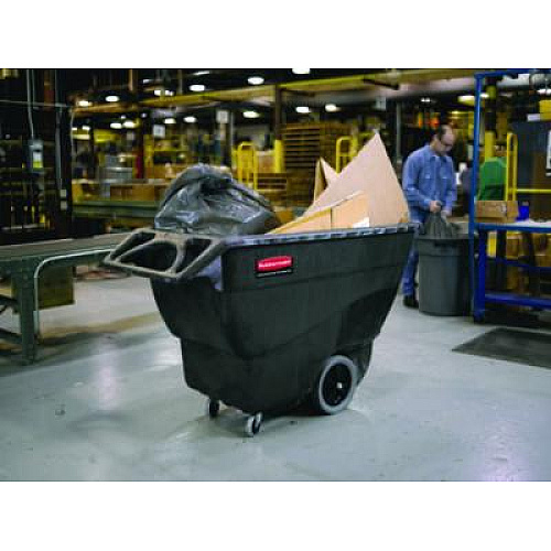 Rubbermaid Commercial 1 cu yd Structural Foam Tilt Truck, Heavy Duty, 2,100 lb Capacity, Black (9T16BLA)