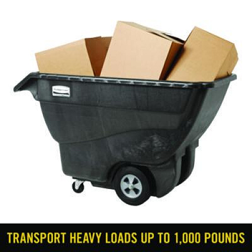 Rubbermaid Commercial 0.75 cu yd Structural Foam Tilt Truck, Standard Duty, 1,000 lb Capacity, Black (1013BLA)