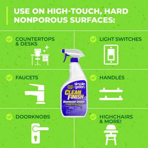 Simple Green Clean Finish Disinfectant Cleaner, Herbal, 32 oz Spray Bottle, 12/Carton (01032)