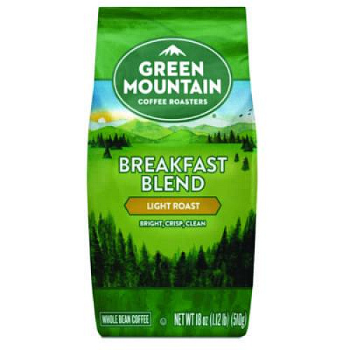 Green Mountain Coffee Breakfast Blend Whole Bean Coffee, 18 oz Bag (7567EA)