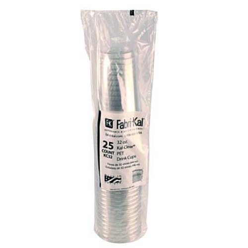 Fabri-Kal Kal-Clear PET Cold Drink Cups, 32 oz, Plastic, Clear, 25/Sleeve, 12 Sleeves/Carton (KC32)
