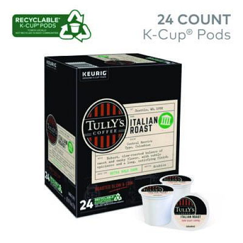 Tully's Coffee Italian Roast Coffee K-Cups, 24/Box (193019)