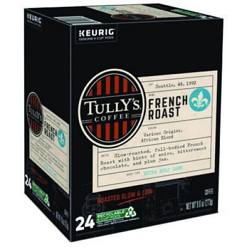 Tully's Coffee French Roast Coffee K-Cups, 24/Box (192619)