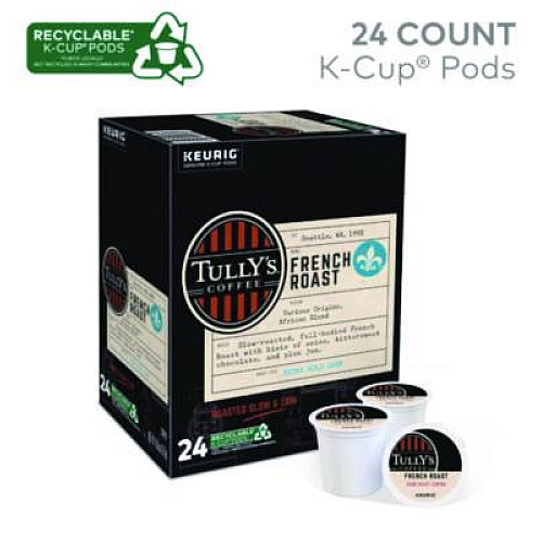 Tully's Coffee French Roast Coffee K-Cups, 24/Box (192619)