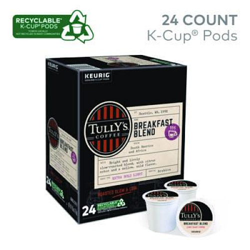 Tully's Coffee Breakfast Blend Coffee K-Cups, 24/Box (192719)