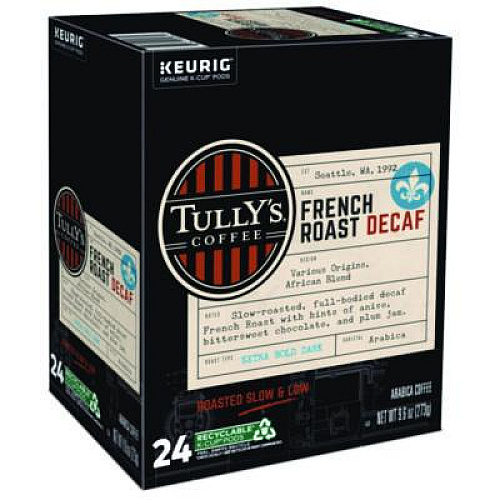 Tully's Coffee French Roast Decaf Coffee K-Cups, 96/Carton (192419CT)