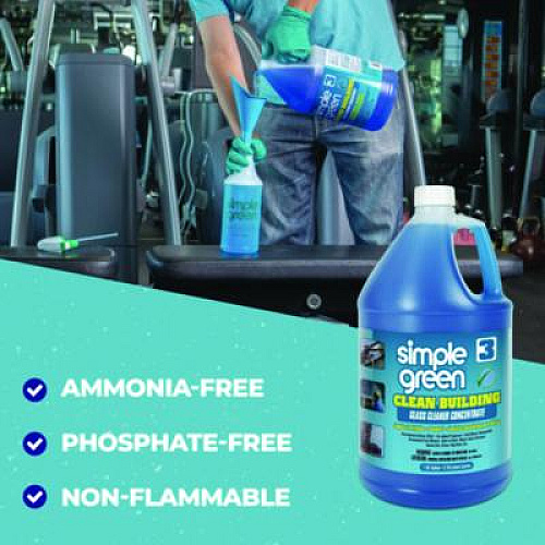 Simple Green Clean Building Glass Cleaner Concentrate, Unscented, 1gal Bottle, 2/Carton (11301)