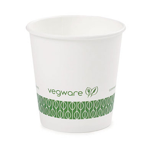 Vegware 62-Series Compostable Hot Cups, 4 oz, Paper, White, 1,000/Carton (LV4G)