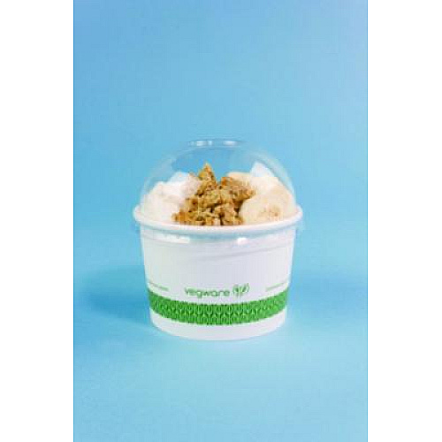 Vegware Soup Containers, 8 oz, 3.5" Diameter x 2.4" h, White/Green, Paper, 1,000/Carton (SC08G)