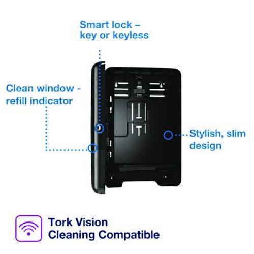 Tork Xpress Multifold Hand Towel Dispenser H2, 11.9 x 4 x 17.5, Black (553028)