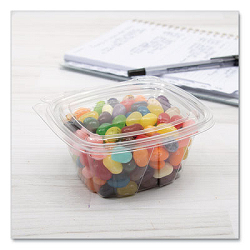 Dart ClearPac SafeSeal Tamper-Resistant/Evident Containers, Flat Lid, 4 oz, 3.72 x 4.2 x 1.41, Clear, 100/Pack, 4 Packs/Carton (CH4DEF)