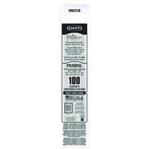 Dart Prima Strawless Plastic Lids, Fits 12 oz to 26 oz Cold Cups, Clear, 100/Sleeve, 10 Sleeves/Carton (P626RSL)