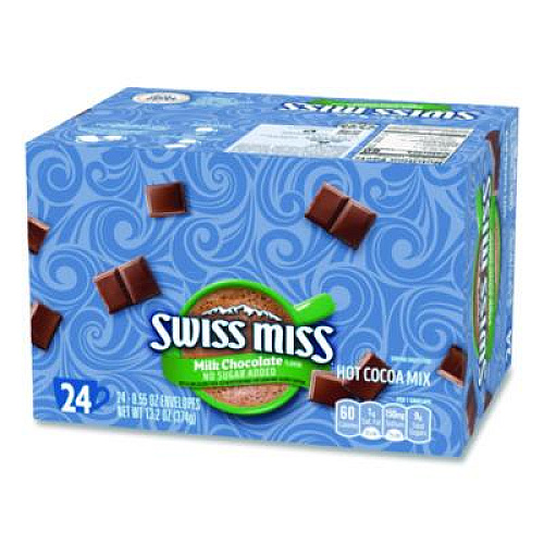 Swiss Miss Hot Cocoa Mix, No Sugar Added, 24 Packets/Box (55584)