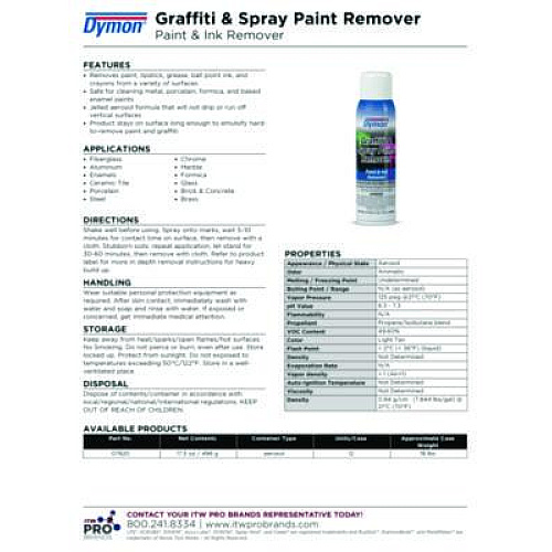 Dymon Graffiti/Paint Remover, Jelled Formula, 17.5 oz Aerosol Spray (07820)