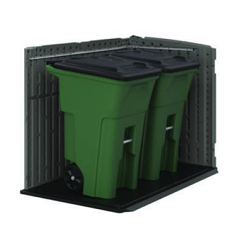 Suncast Stow-Away Horizontal Shed, 70 cu ft, 5 ft 10.5" x 3 ft 8.25" x 4 ft 4", Peppercorn/Passive/Black (BMS4780)