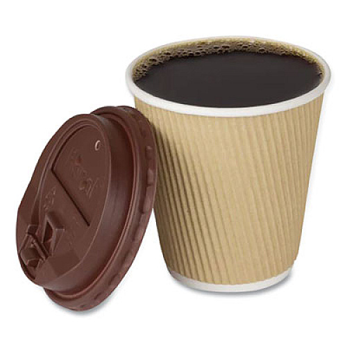 Karat Ripple Hot Cups, 10 oz, Paper, Kraft/White, 500/Carton (CKRC510)