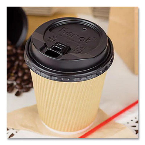 Karat Ripple Hot Cups, 10 oz, Paper, Kraft/White, 500/Carton (CKRC510)