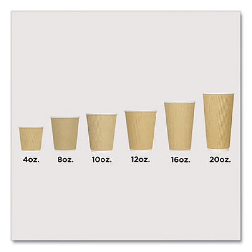 Karat Ripple Hot Cups, 10 oz, Paper, Kraft/White, 500/Carton (CKRC510)