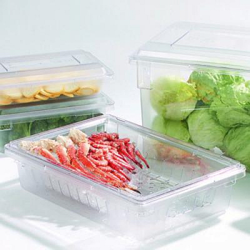 Carlisle StorPlus Polycarbonate Food Storage Container Colander, 18 x 26 x 5, Clear, Plastic (1062807)