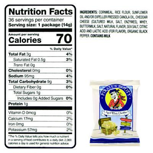 Pirate's Booty Puffs, Aged White Cheddar, 0.5 oz Bag, 36/Box (22000092)