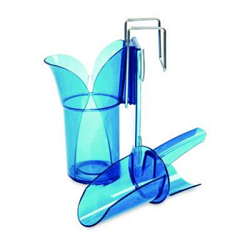 San Jamar Saf-T-Scoop and Guardian System for Ice Machines, 12 oz to 16 oz Ice Scoop, Transparent Blue, 50/Carton (SI7000)