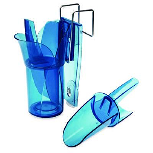San Jamar Saf-T-Scoop and Guardian System for Ice Machines, 12 oz to 16 oz Ice Scoop, Transparent Blue, 50/Carton (SI7000)