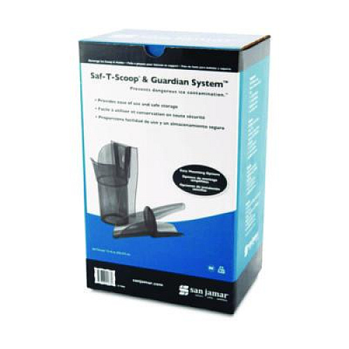 San Jamar Saf-T-Scoop and Guardian System for Ice Machines, 12 oz to 16 oz Ice Scoop, Transparent Blue, 50/Carton (SI7000)