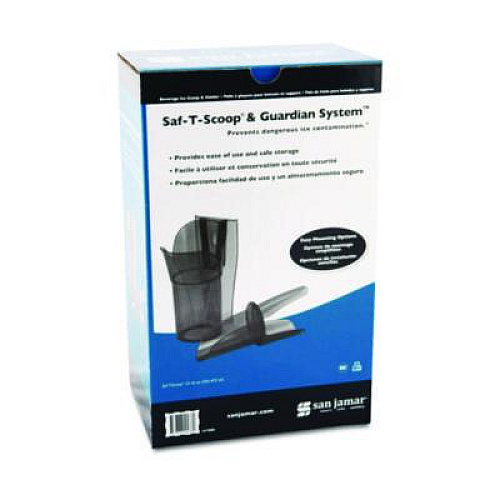 San Jamar Saf-T-Scoop and Guardian System for Ice Machines, 12 oz to 16 oz Ice Scoop, Transparent Blue, 50/Carton (SI7000)