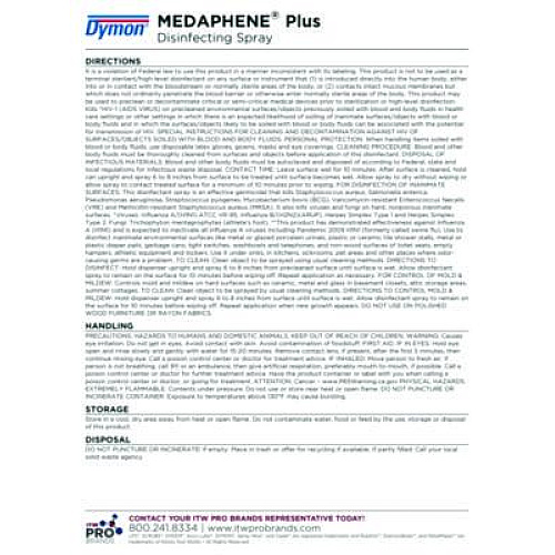 Dymon Medaphene Plus Disinfectant Spray, 15.5 oz Aerosol Spray, 12/Carton (35720)