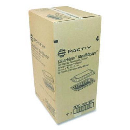 Pactiv Evergreen MealMaster Rib Container, 10 x 7.1 x 2.1, Black/Clear, Plastic, 90/Carton (0CNC10700DZY)