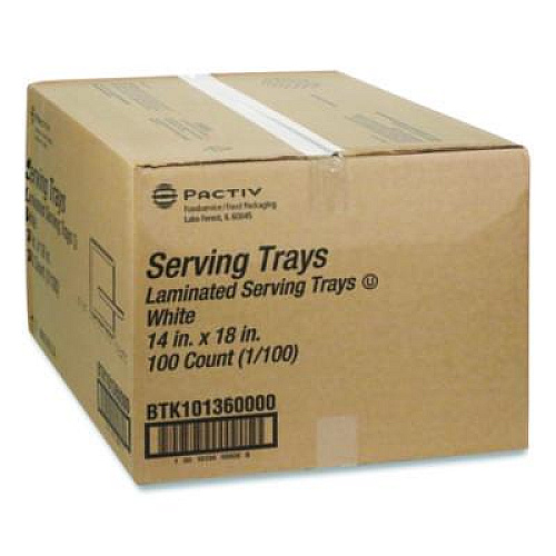 Pactiv Evergreen Laminated Foam Serving Tray, 18 x 14 x 2.18, White, 100/Carton (BTK101360000)