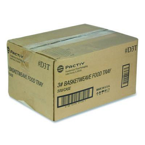 Pactiv Evergreen Paperboard Food Tray, 3 lb, 7.75 x 5.1 x 2.1, Red/White, 500/Carton (D3T)