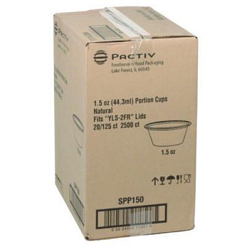 Pactiv Evergreen Plastic Portion Cup, 1.5 oz, Translucent, 125/Sleeve, 20 Sleeves/Carton (SPP150)