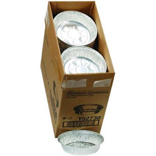 Pactiv Evergreen Aluminum Take-Out Container, 24 oz, 7" Diameter x 1.53" h, Silver, 250/Carton (Y52730)