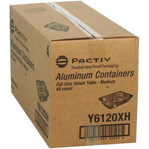 Pactiv Evergreen Aluminum Steam Table Pan, Full-Size Medium, 2.2" Deep, 19.6 x 11.6, 40/Carton (Y6120XH)